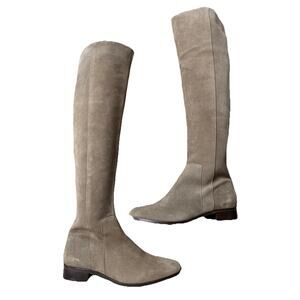 Maiden Lane Light Gray Suede Leather Riding Boots, Women's Size 8.5 NWB
